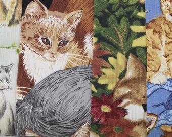 Vintage Cat Designs Quilting with 4 Squares 4" by 4" each (FREE SHIPPING)