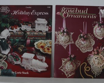 Set of 2 Vintage Holiday Cross Stitch Patterns: Ornaments and Holiday Train Express Pre-Owned (FREE SHIPPING)