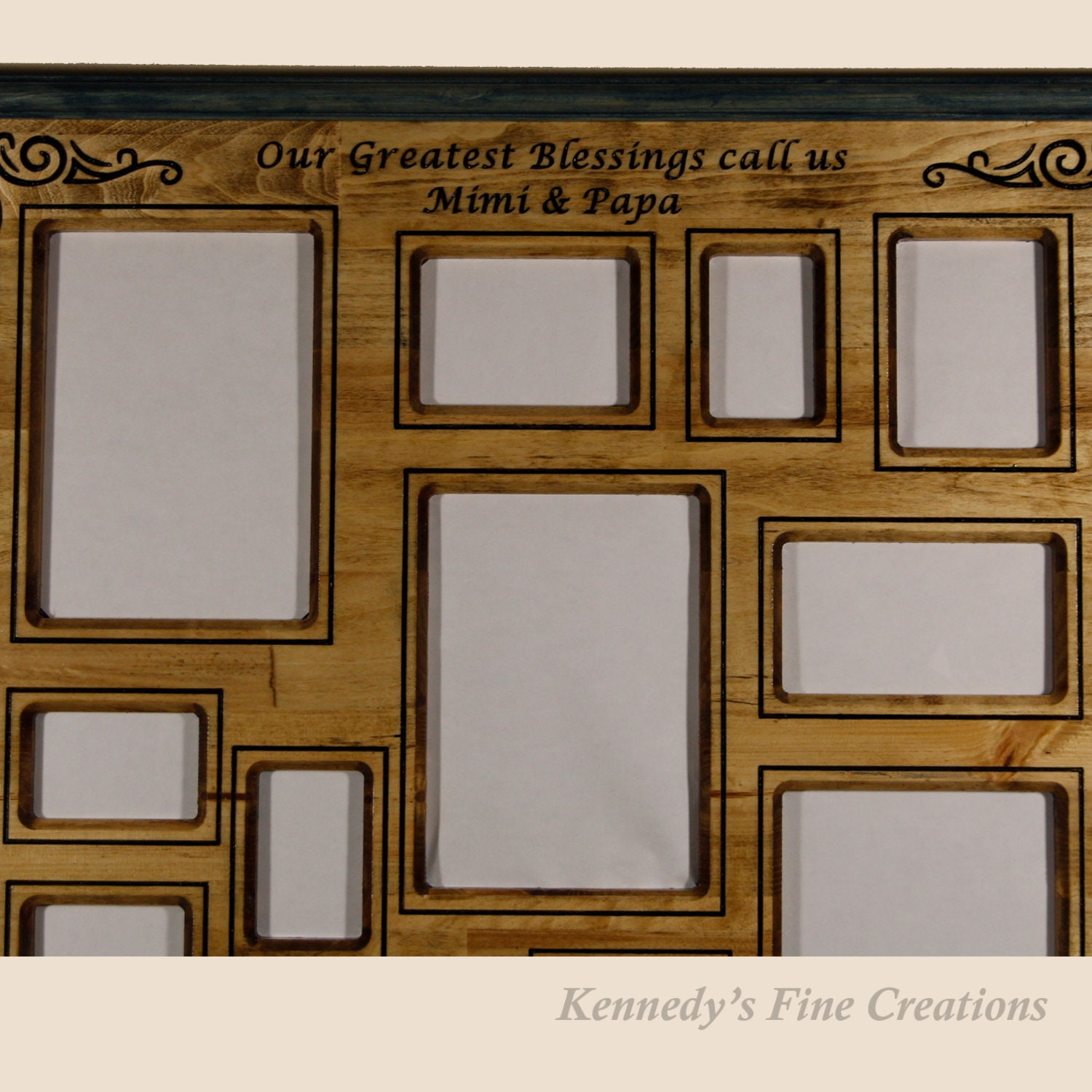 Personalized Collage Engraved Stained Wood Picture Double Frame G