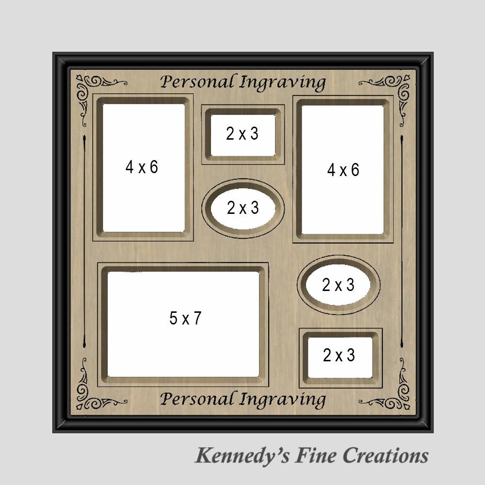 Personalized Collage Engraved Stained Wood Picture Double Frame A