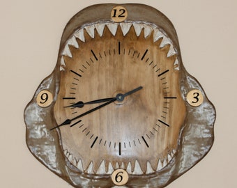 Large Shark Engraved Wood Clock 24" by 24"