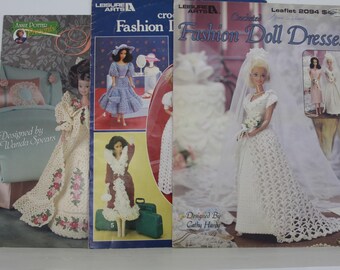 Vintage Assorted Fashion Doll Crochet Patterns Set of 3 Pre-Owned (FREE SHIPPING)