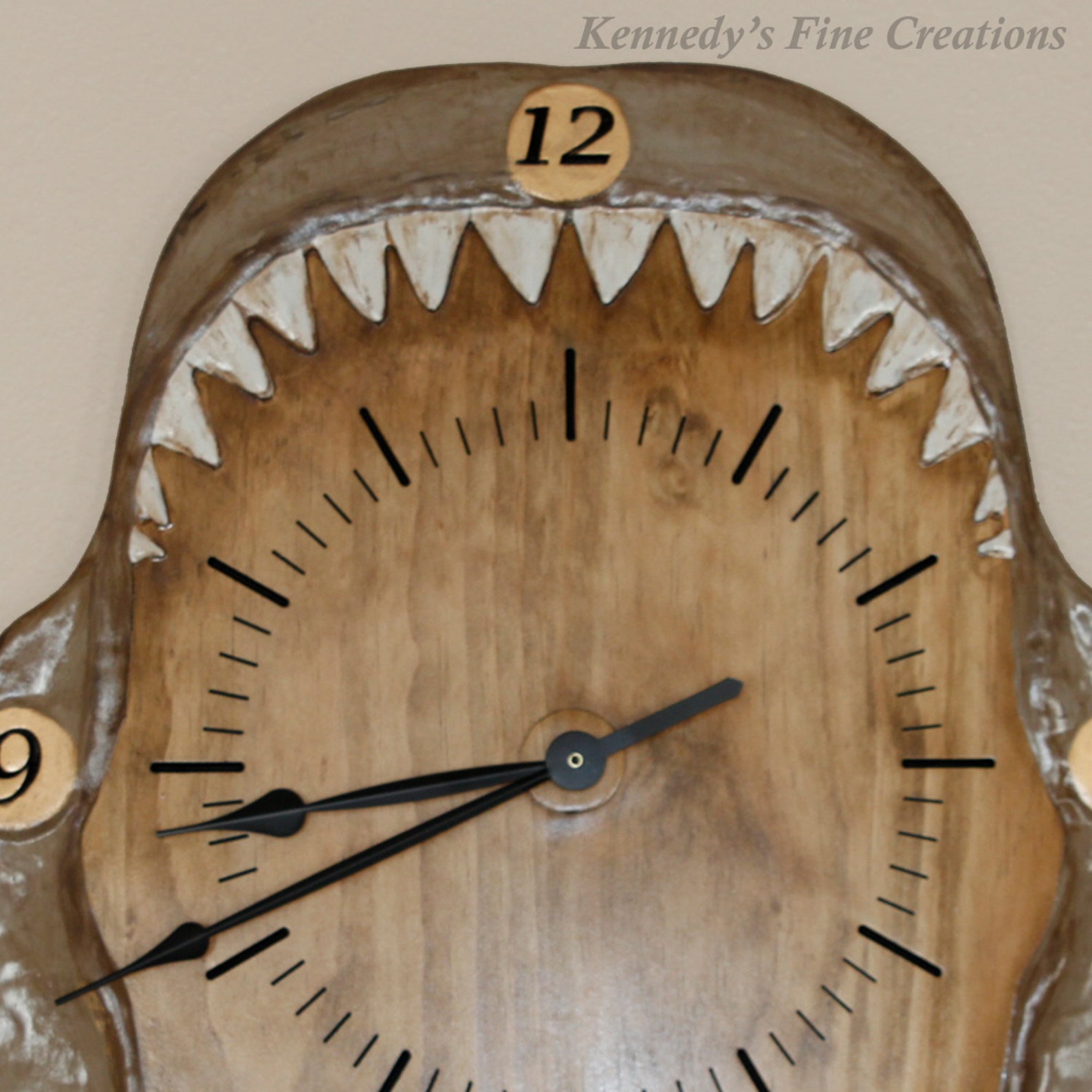 Large Shark Engraved Wood Clock 24 by 24 Etsy