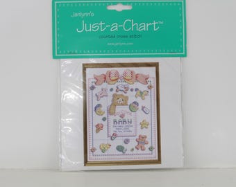 Vintage Janlynn's Welcome Baby Just-a-Chart Counted Cross Stitch Pattern Only - New (FREE SHIPPING)