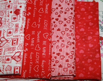 Vintage Valentine Fabric Multiple Patterns 44" and 2 yards in length (FREE SHIPPING)