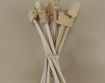 Vintage Wooden Holiday Pencils to Paint - Trees, Sleighs and Stockings (FREE SHIPPING)