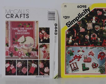 Vintage Christmas Ornament Sewing Patterns Set of 2 - (FREE SHIPPING)