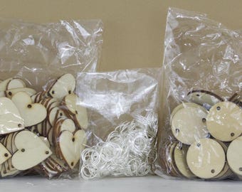 Small 1" Connecting Wooden Circles and Hearts (FREE SHIPPING)