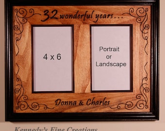 Personalized Anniversary Stained Picture Double Frame for 2 pictures (4x6)
