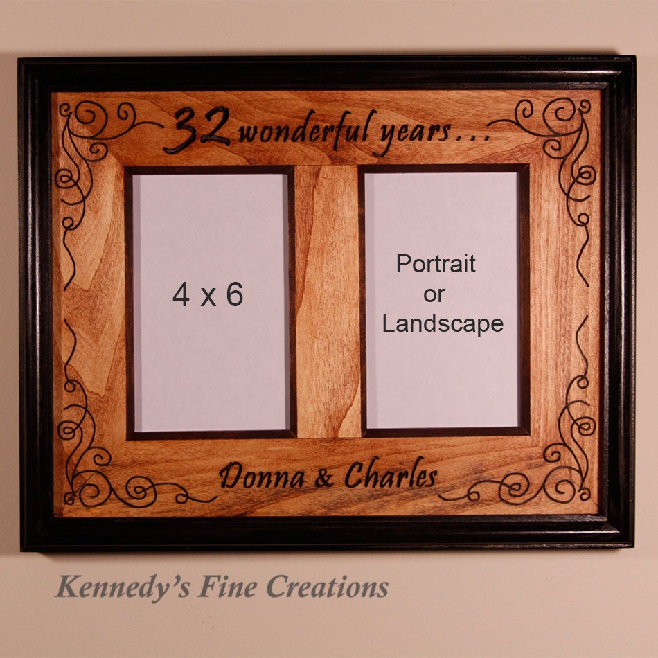 Personalized Anniversary Stained Picture Double Frame for 2 pictures (4x6)