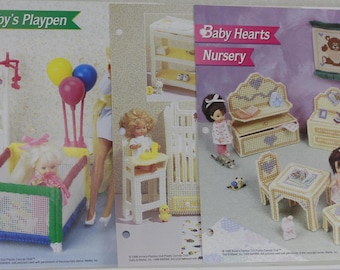 Vintage Annie's Fashion Doll Crochet Club - Plastic Canvas Nursery Set of 3 Patterns Pre-Owned (FREE SHIPPING)