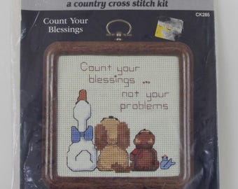 Vintage Dale Burdett Count Your Blessings Counted Cross Stitch Pattern Kit - New (FREE SHIPPING)