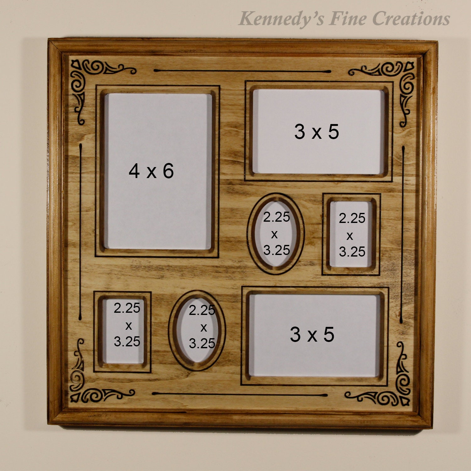 Personalized Collage Engraved Stained Wood Picture Double Frame A