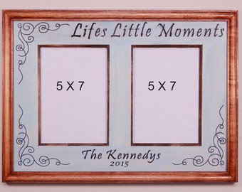 Personalized Lifes Little Moments Engraved Stained Wood Picture Double Frame for 2 pictures (5x7)