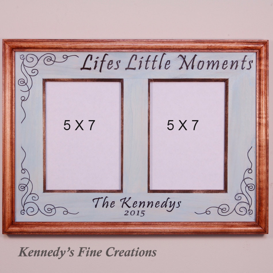 Personalized Lifes Little Moments Engraved Stained Wood Picture Double