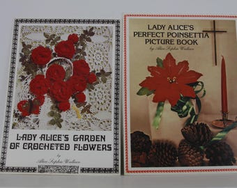 Vintage Lady Alice's 1970s Crochet Flower Patterns Set of 2 Pre-Owned (FREE SHIPPING)