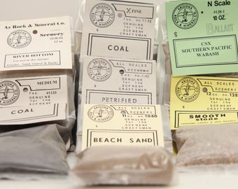 Vintage Arizona Rock & Mineral Co. Train Landscape Material - river bottom, coal, ballast, wood, beach, stone Multiple Bags (FREE SHIPPING)