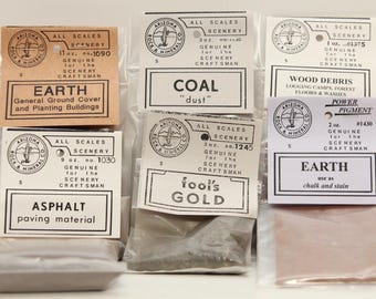 Vintage Arizona Rock & Mineral Co. Train Landscape Material - Earth, Coal, Wood Debris, Asphalt, Fools Gold Multiple Bags (FREE SHIPPING)