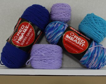 Vintage Red Heart Super Saver Leddie Ombre Yarn with Complimenting Yarns 22 ounces total (FREE SHIPPING)