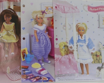 Vintage Annie's Fashion Doll Crochet Club - for 7 1/2" and 9 1/2" dolls Set of 3 Patterns Pre-Owned (FREE SHIPPING)