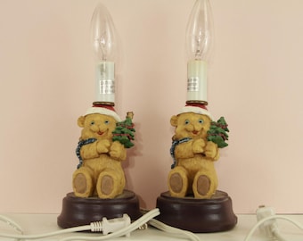 Vintage Resin Bear Christmas Lamp Base Set of 2 (FREE SHIPPING)