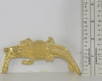 Vintage Unique Alligator Gold Chrome Plated Purse Handle (FREE_SHIPPING)
