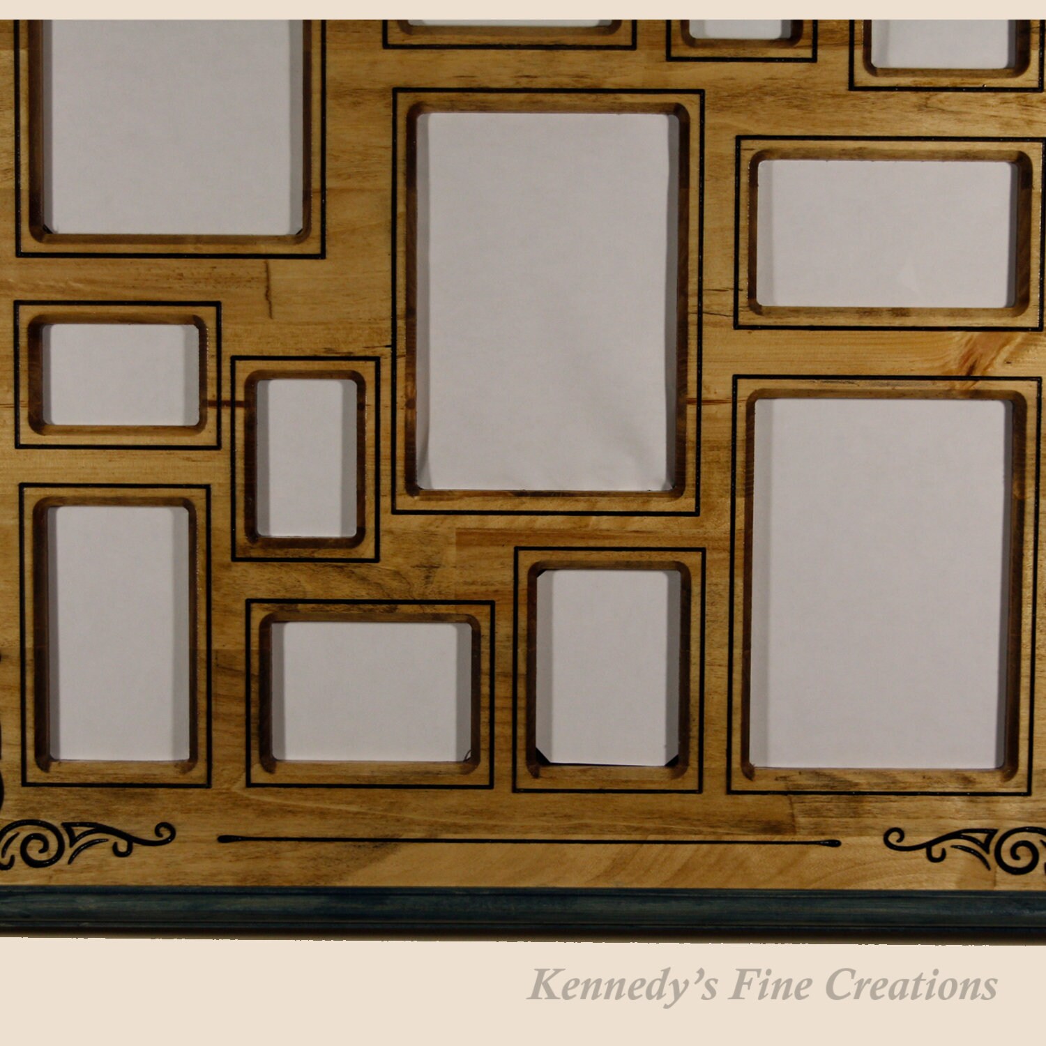 Personalized Collage Engraved Stained Wood Picture Double Frame G