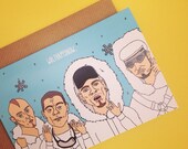 East 17 E17 Inspired Christmas Card from Full Colour Original Illustration Stay Another Day 90s Music Festive Xmas Funny Pun Pop Music 