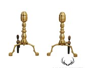 Virginia Metal Crafters Chippendale Style Pair Brass Claw Foot Fireplace Andirons