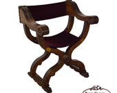 Antique 18th Century Italian Walnut X Form Savonarola Arm Chair