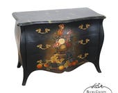Maitland Smith Hand Painted Louis XV Style Bombe Chest of Drawers