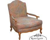 Drexel Heritage French Louis XV Style Wide Seat Bergere Lounge Chair