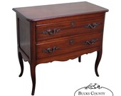 Antique French Louis XV Style Mahogany 2 Drawer Chest Commode
