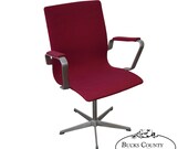 Fritz Hansen Mid Century Modern Swivel Oxford Aluminum Frame Office Arm Chair