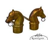 Horse Head Vintage Pair of Brass Fireplace Andirons