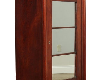 Antique 19th Century Mahogany Biedermeier Style Mirror Door Cabinet