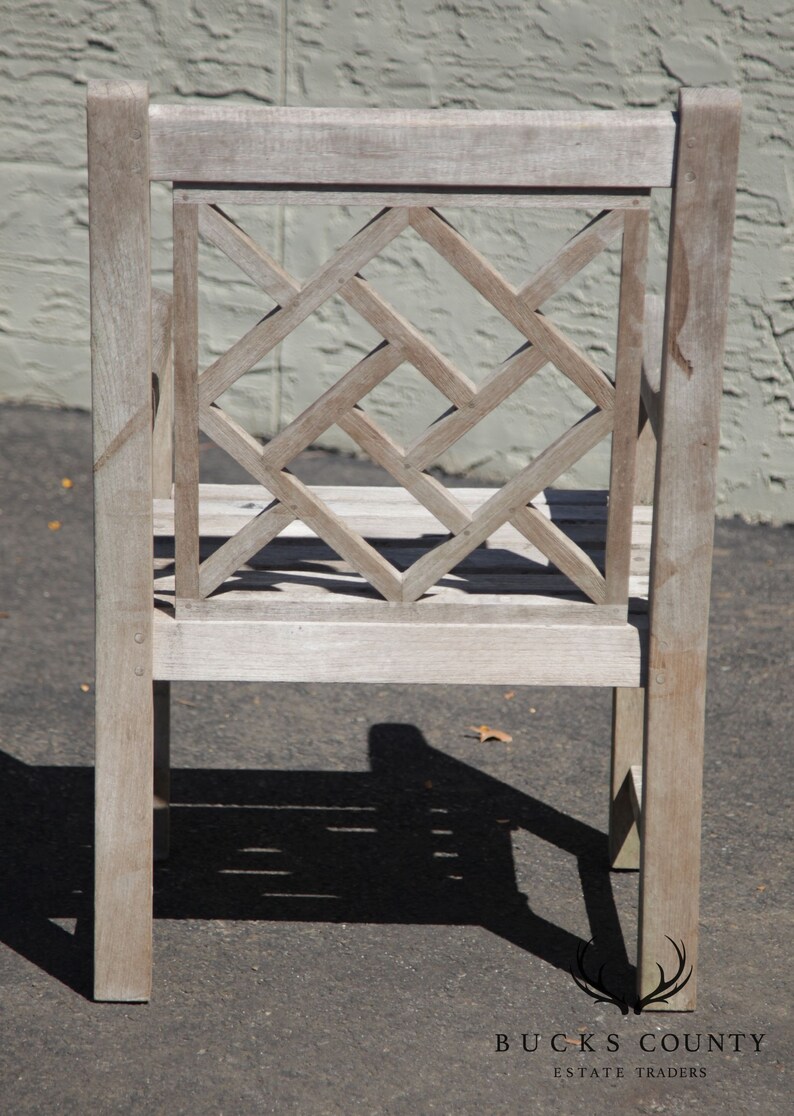 Country Casual Chinese Chippendale Style Solid Teak Patio Armchair