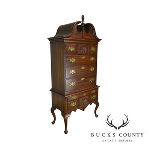 Henkel Harris Mahogany Queen Anne Philadelphia Bonnet Top Highboy