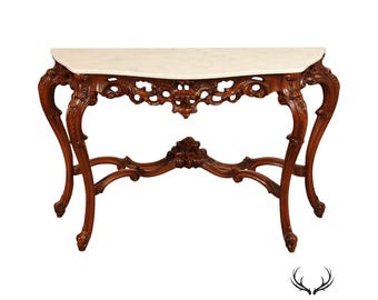 Italian Rococo Style Marble Top Console Table