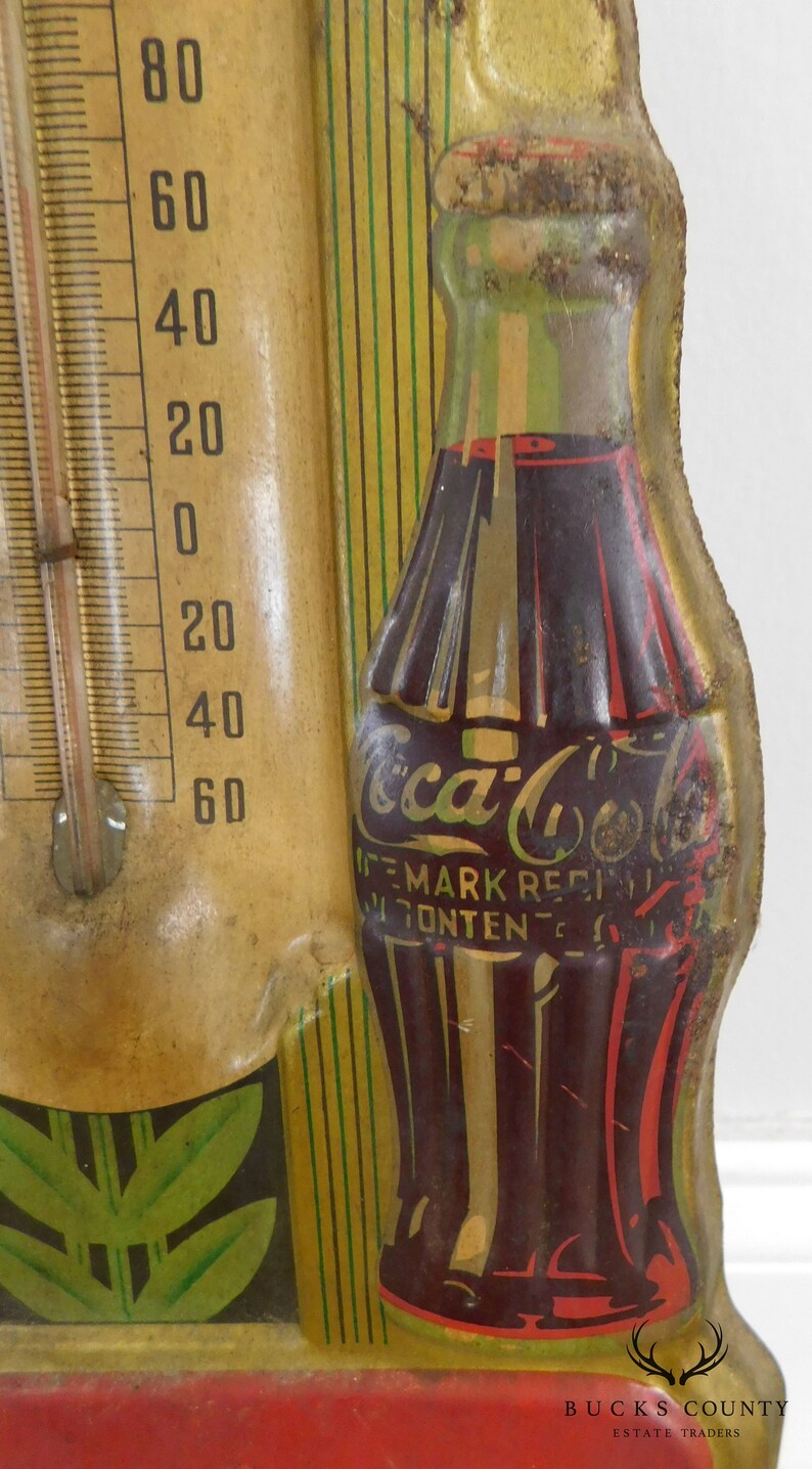 1940's Art Deco Vintage Coca Cola Embossed Tin Advertising Etsy