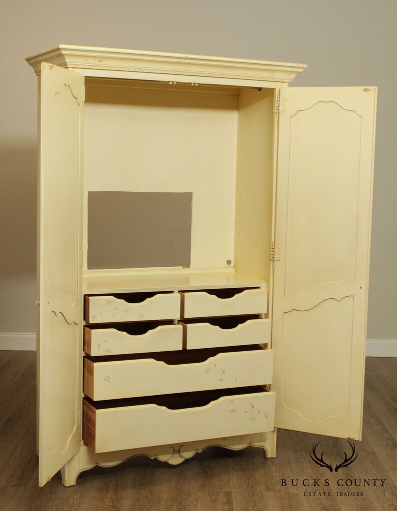 Ethan Allen Country French Large Painted Armoire Wardrobe Etsy