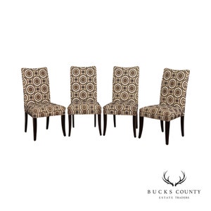 Modern Custom Upholstered Set of Four Dining Chairs