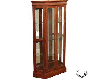 Regency Style Cherry and Glass Illuminated Curio Display Cabinet