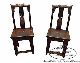 Antique Chinese Elmwood Pair of Side Chairs