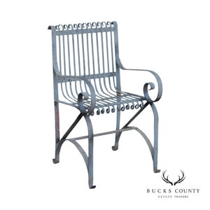 Antique Wrought Iron Scroll Garden Armchair