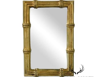 Hollywood Regency Vintage Faux Bamboo Gilt Frame Mirror