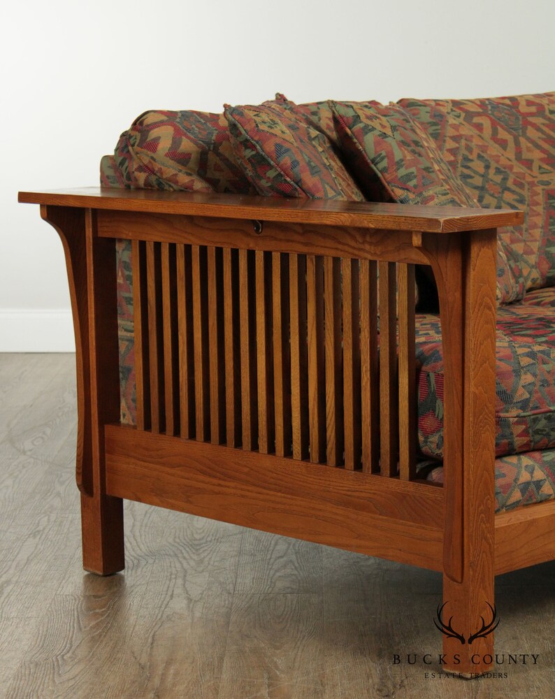 Bassett Mission Style Oak Spindle Sofa Etsy