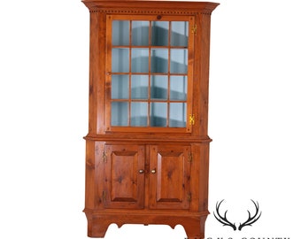 Country Pine Hand Crafted 2 Piece Corner Cabinet