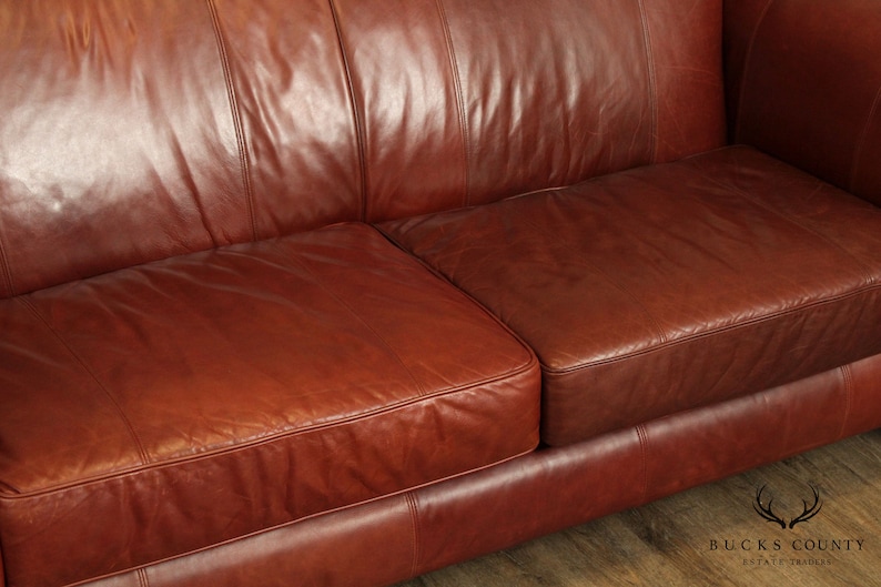 Broyhill Chestnut Brown Leather Sofa Etsy