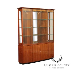 Henredon Modern Art Deco Style Mahogany China Display Cabinet